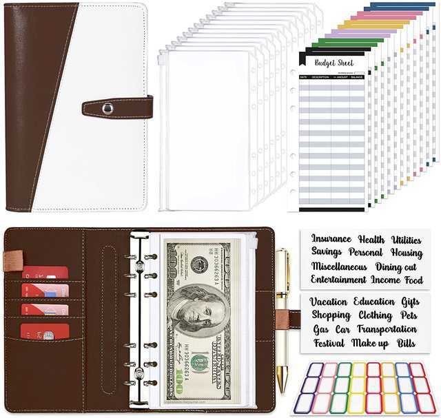 Wholesale Macaron Splicing Binder Leather PU Cash Budget Binder Notebook